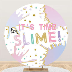 Lofaris Colored Slime Theme Happy Birthday Circle Backdrop