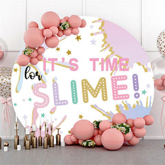 Lofaris Colored Slime Theme Happy Birthday Circle Backdrop