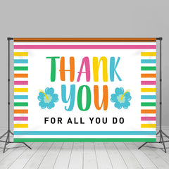 Lofaris Colored Stripe Floral Thank You Mothers Day Backdrop