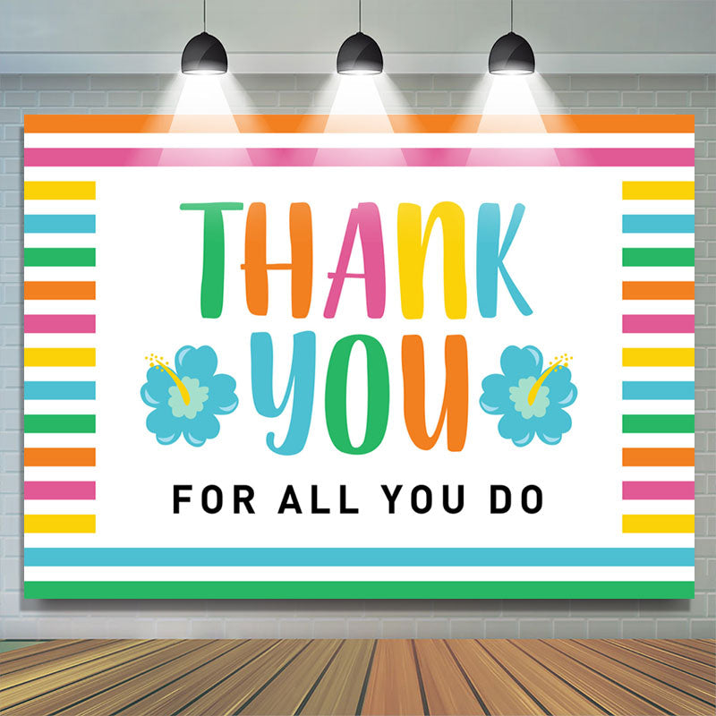 Lofaris Colored Stripe Floral Thank You Mothers Day Backdrop