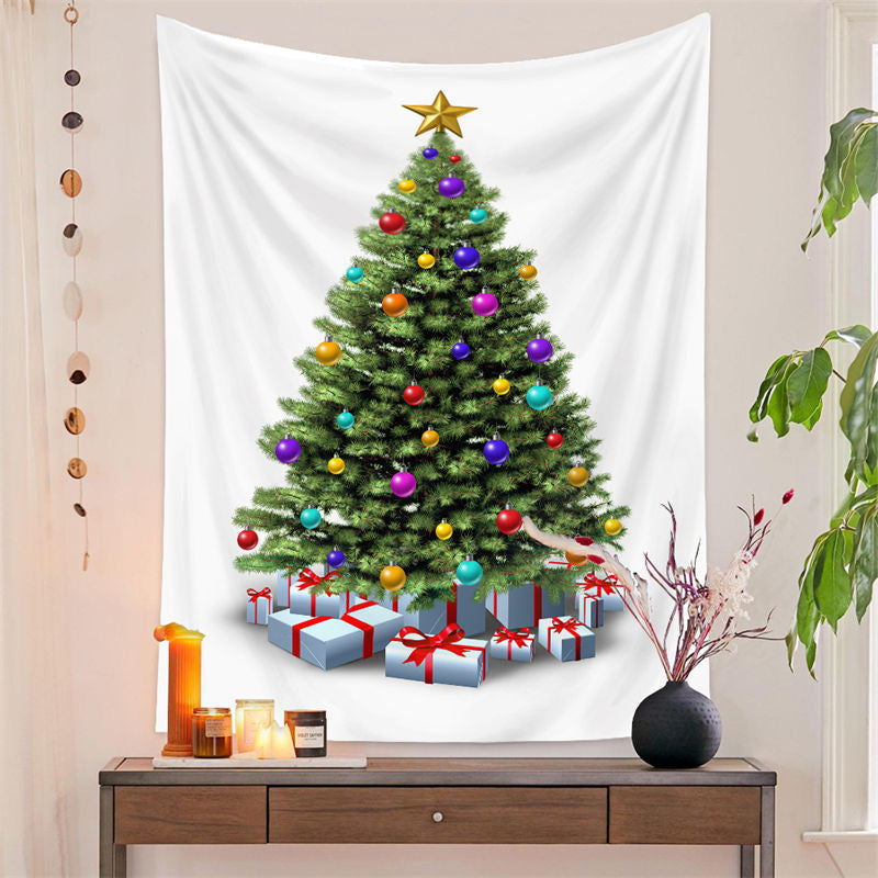 Lofaris Colorful Ball Christmas Tree Nativity Wall Tapestry