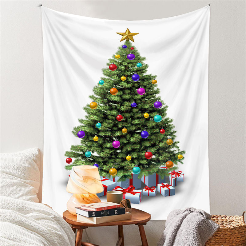 Lofaris Colorful Ball Christmas Tree Nativity Wall Tapestry