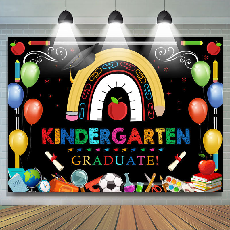 Lofaris Colorful Ballons Kindergarten Black Backdrop For Party