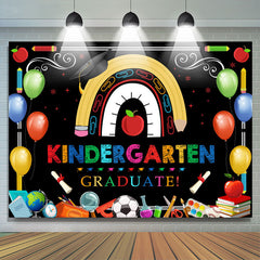 Lofaris Colorful Ballons Kindergarten Black Backdrop For Party