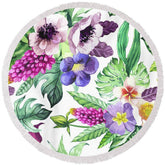Lofaris Colorful Blossom Leaves Roundie Summer Beach Towel