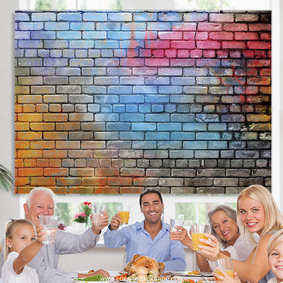 Lofaris Colorful Brick Wall Hip Hop Birthday Party Backdrop