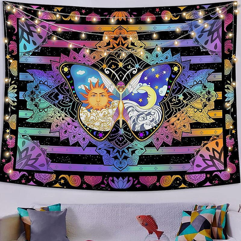 Lofaris Colorful Butterfly Abstract Galaxy Mandala Wall Tapestry