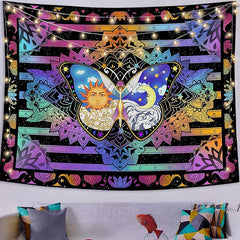 Lofaris Colorful Butterfly Abstract Galaxy Mandala Wall Tapestry