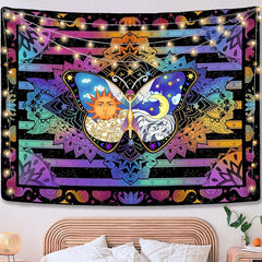 Lofaris Colorful Butterfly Abstract Galaxy Mandala Wall Tapestry