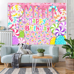 Lofaris Colorful Candy Land Dessert Happy Birthday Backdrop