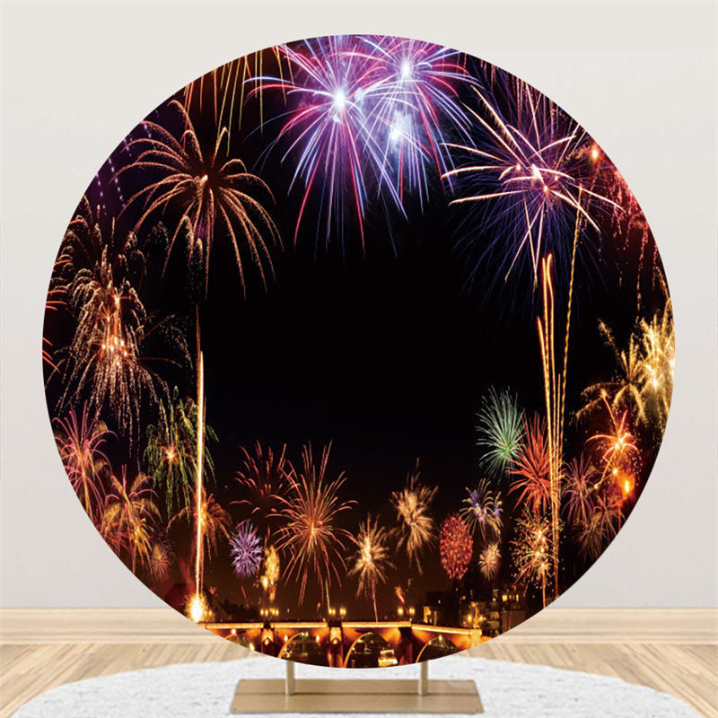 Lofaris Colorful Carnival Celebrate Holiday Circle Backdrop