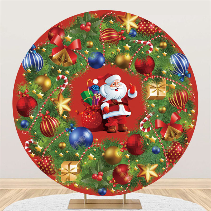 Lofaris Colorful Christmas Balls Round Red Day Backdrop