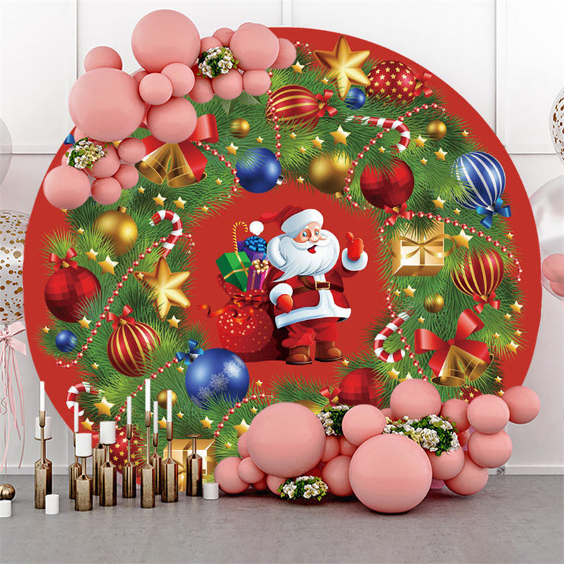 Lofaris Colorful Christmas Balls Round Red Day Backdrop