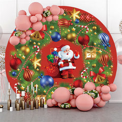 Lofaris Colorful Christmas Balls Round Red Day Backdrop