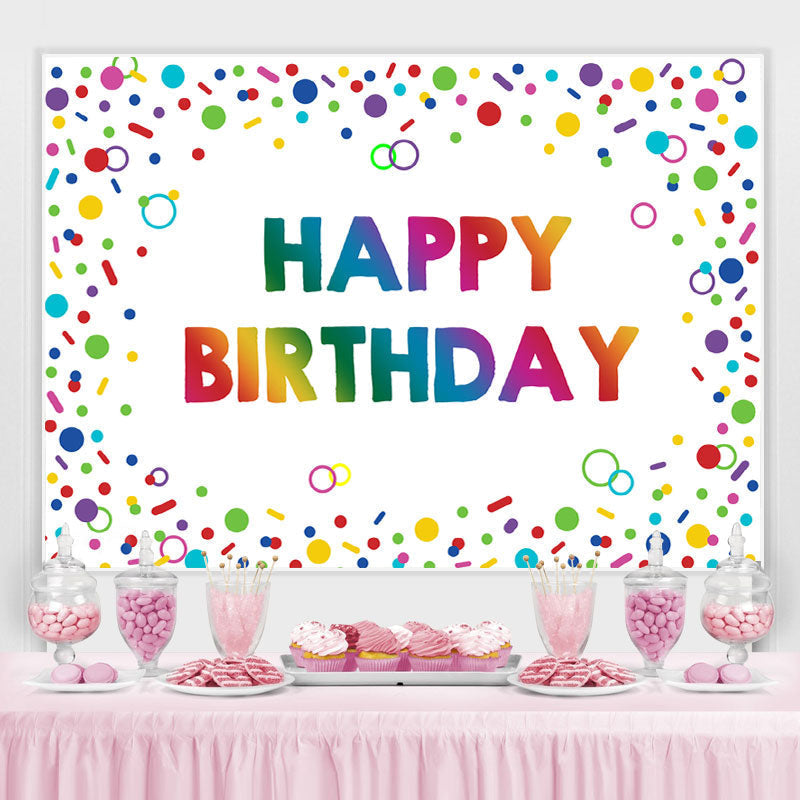 Lofaris Colorful Circle And Line Happy Birthday Party Backdrop