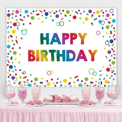 Lofaris Colorful Circle And Line Happy Birthday Party Backdrop