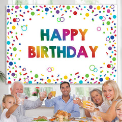 Lofaris Colorful Circle And Line Happy Birthday Party Backdrop