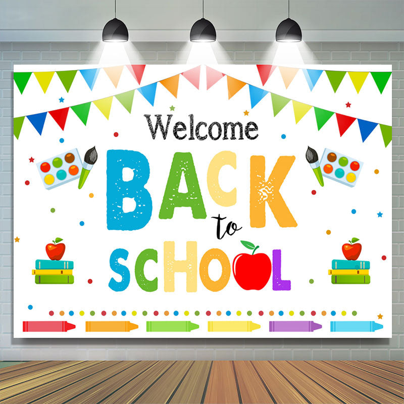 Lofaris Colorful Crayon Flag Dots Back To School Backdrop