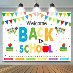 Lofaris Colorful Crayon Flag Dots Back To School Backdrop