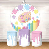 Lofaris Colorful Crayons Palette Kids Round Backdrop Kit