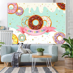 Lofaris Colorful Donut Candyland Theme Happy Birthday Backdrop