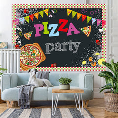 Lofaris Colorful Dot And Flags Pizza Party Birthday Backdrop
