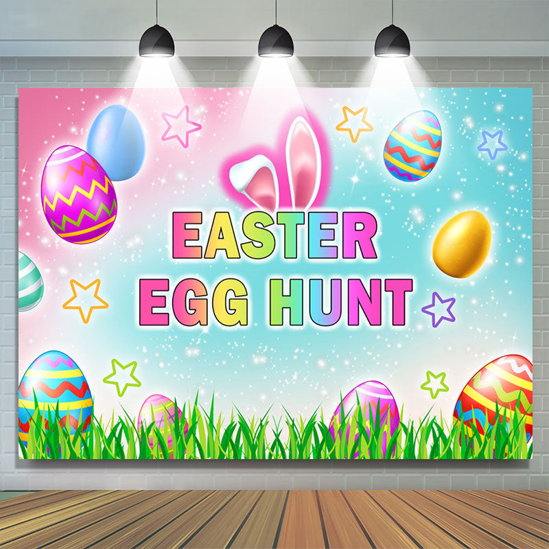 Lofaris Colorful Ester Egg Hunt Happy Holiday Backdrop