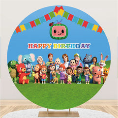 Lofaris Colorful Flags And Big Family Round Birthday Backdrop