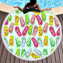 Lofaris Colorful Flip Flop Kinda Girl Round Beach Towel