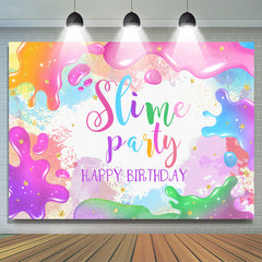 Lofaris Colorful Glitter Slime Party Happy Birthday Backdrop