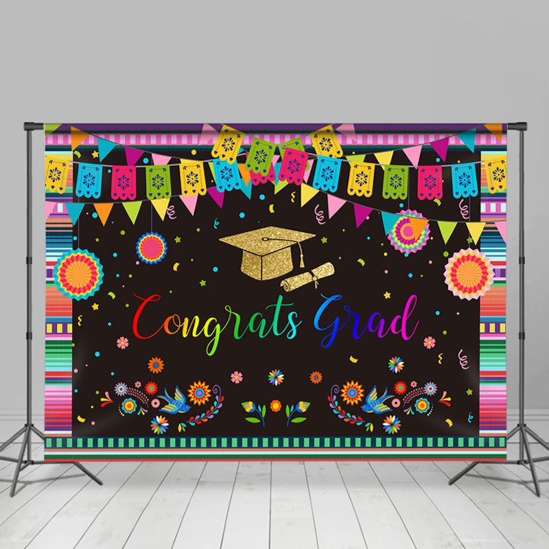 Lofaris Colorful Glitter Spring Themed Congratsgrad Backdrop