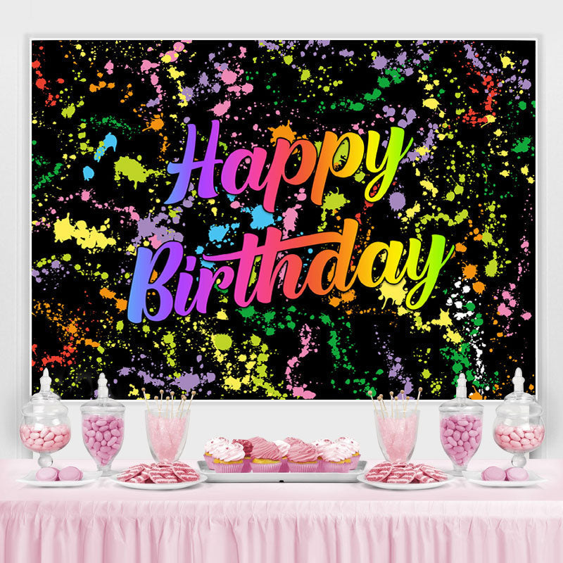 Lofaris Colorful Graffiti Based On Black Happy Birthday Backdrop