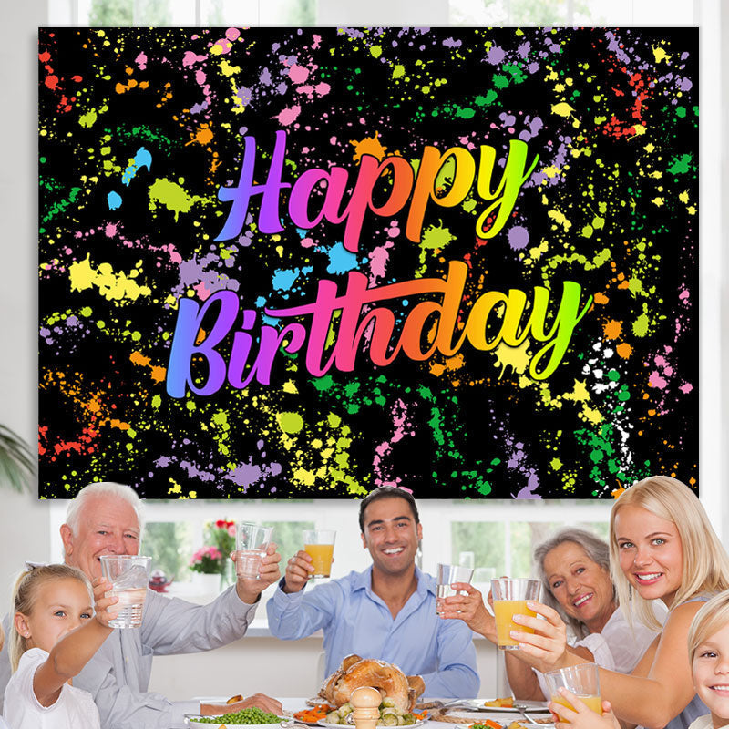 Lofaris Colorful Graffiti Based On Black Happy Birthday Backdrop