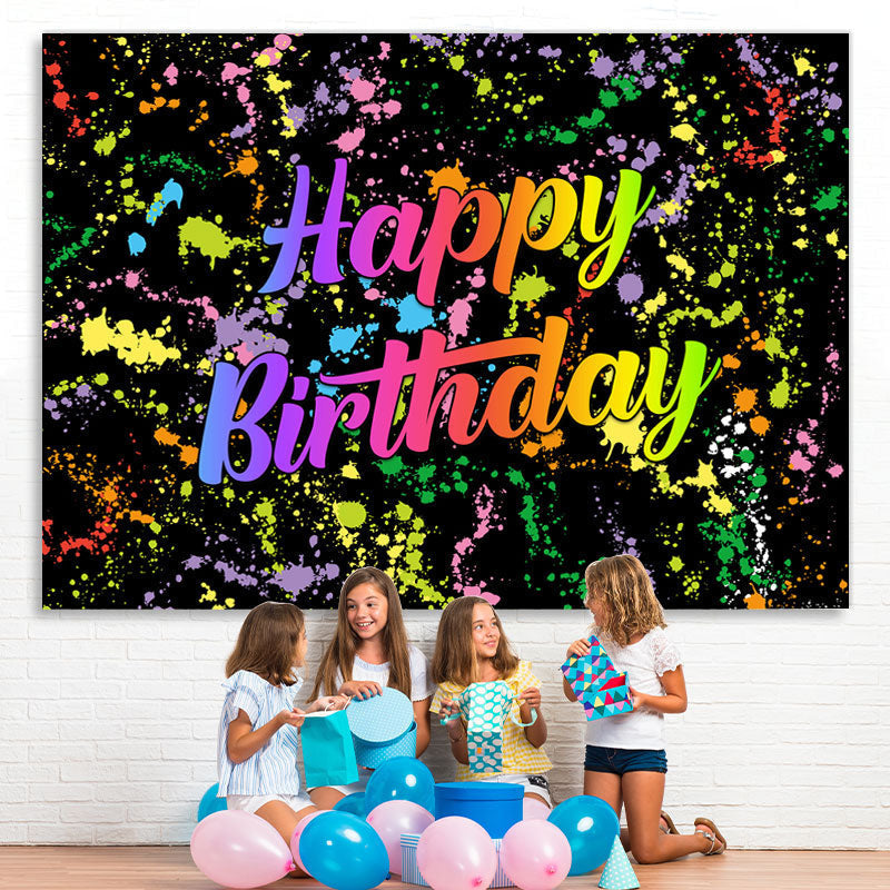 Lofaris Colorful Graffiti Based On Black Happy Birthday Backdrop