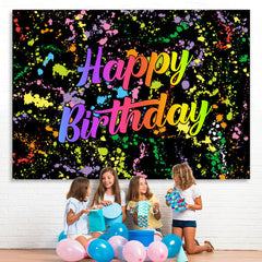 Lofaris Colorful Graffiti Based On Black Happy Birthday Backdrop