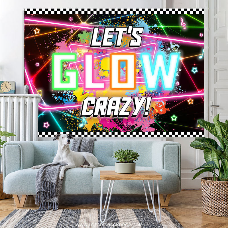 Lofaris Colorful Graffiti Lets Glow Crazy Birthday Backdrop