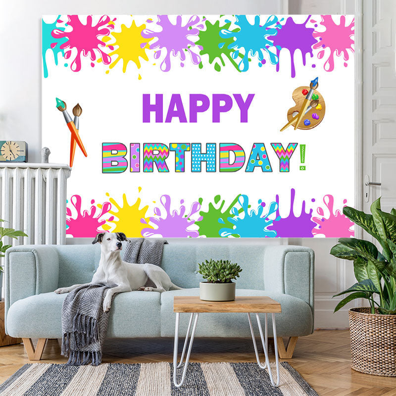 Lofaris Colorful Graffiti Painting Happy Birthday Backdrop