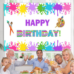 Lofaris Colorful Graffiti Painting Happy Birthday Backdrop