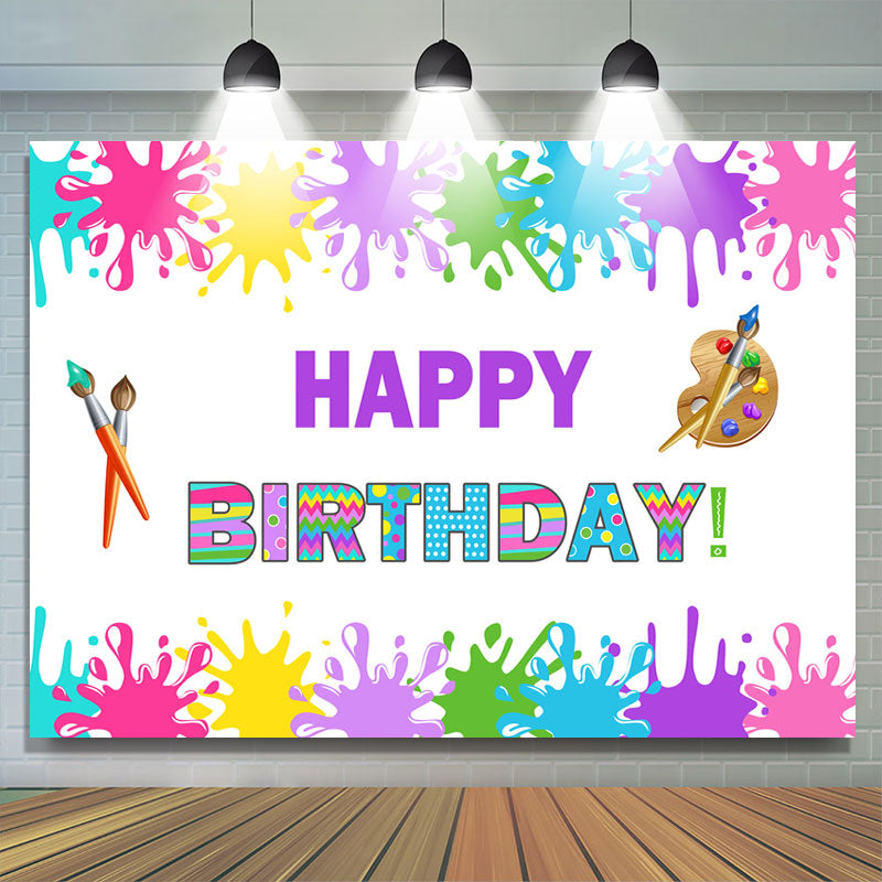 Lofaris Colorful Graffiti Painting Happy Birthday Backdrop