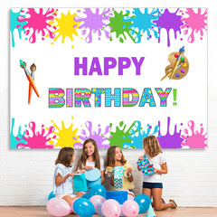 Lofaris Colorful Graffiti Painting Happy Birthday Backdrop