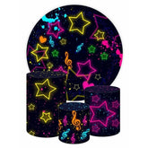 Lofaris Colorful Graffiti Star Round Black Birthday Backdrop Kit