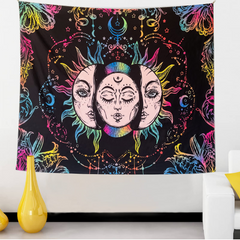 Lofaris Colorful Hippie Burning Sun Mandala Blacklight Tapestry
