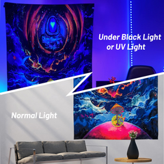 Lofaris Colorful Hippie Mushroom Wall Mandala Blacklight Tapestry