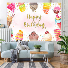 Lofaris Colorful Ice Cream Happy Birthday Backdrop For Girl