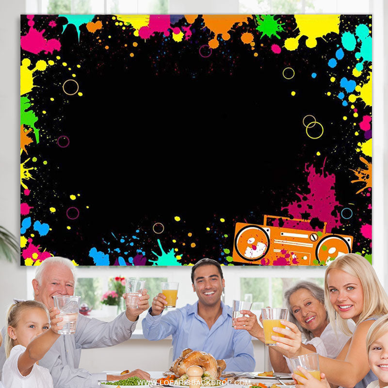 Lofaris Colorful Laser Ray Disco Retro Bance Birthday Backdrop