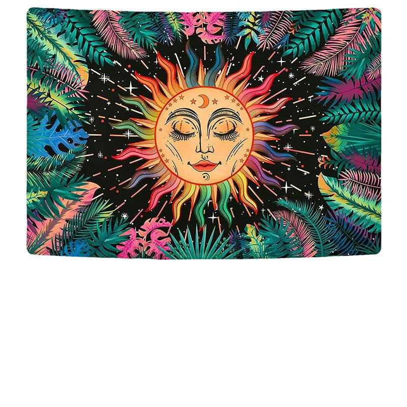 Lofaris Colorful Leaves And Sun Abstract Galaxy Wall Tapestry