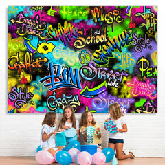 Lofaris Colorful Letter And Graffiti Wall Backdrop For Party