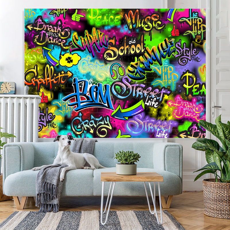 Lofaris Colorful Letter And Graffiti Wall Backdrop For Party