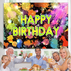 Lofaris Colorful Lights And Graffiti Happy Birthday Backdrop