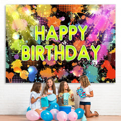 Lofaris Colorful Lights And Graffiti Happy Birthday Backdrop